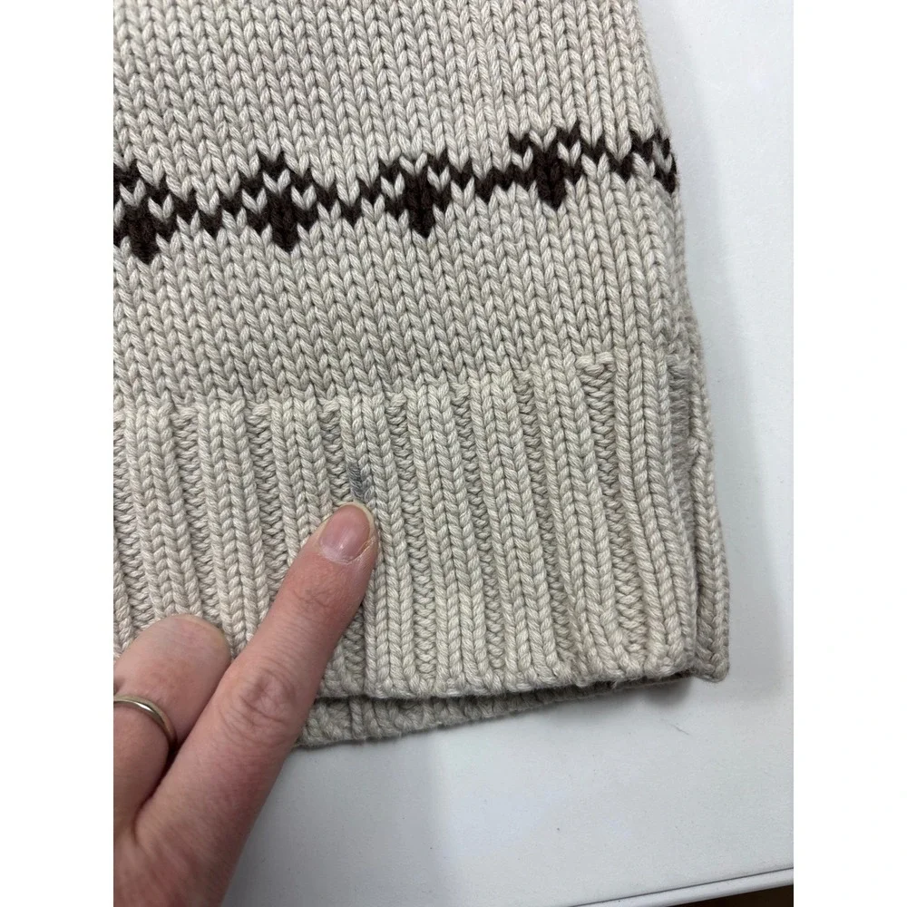 Salt Valley Fair Isle Shawl Collar Cardigan Women's S Cotton Brown - Picture 9 of 9